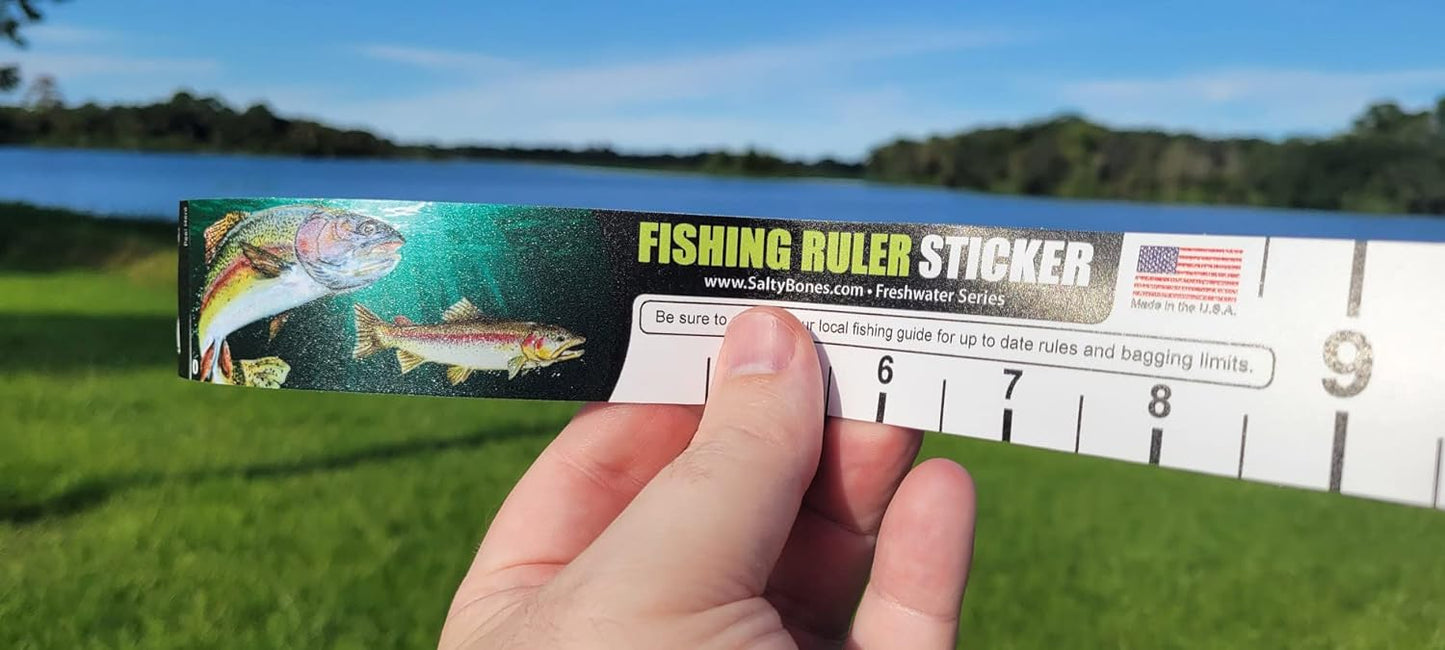 Salty Bones 36" Fishing Ruler Sticker - Rainbow Trout Edition