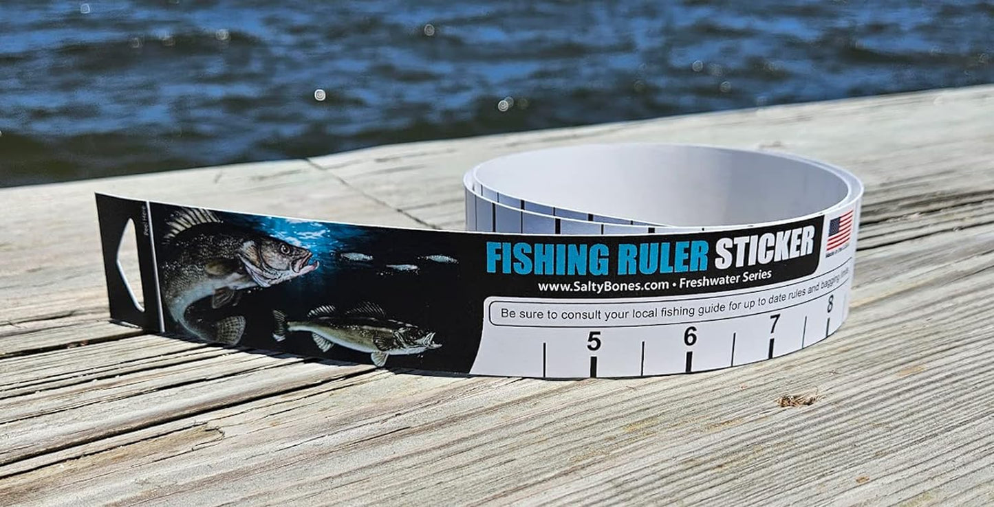 Salty Bones 36" Fishing Ruler Sticker - Walleye Edition