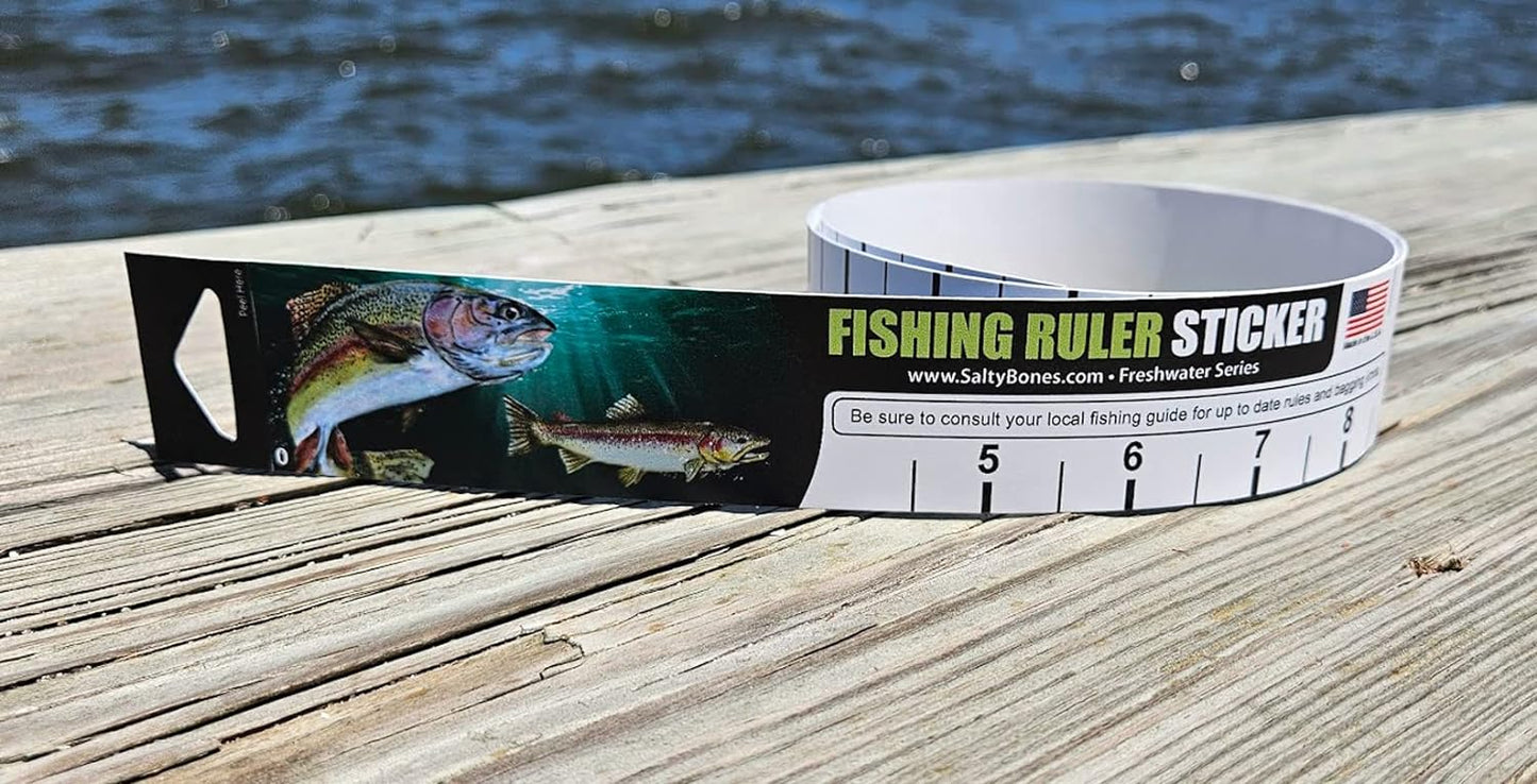 Salty Bones 36" Fishing Ruler Sticker - Rainbow Trout Edition