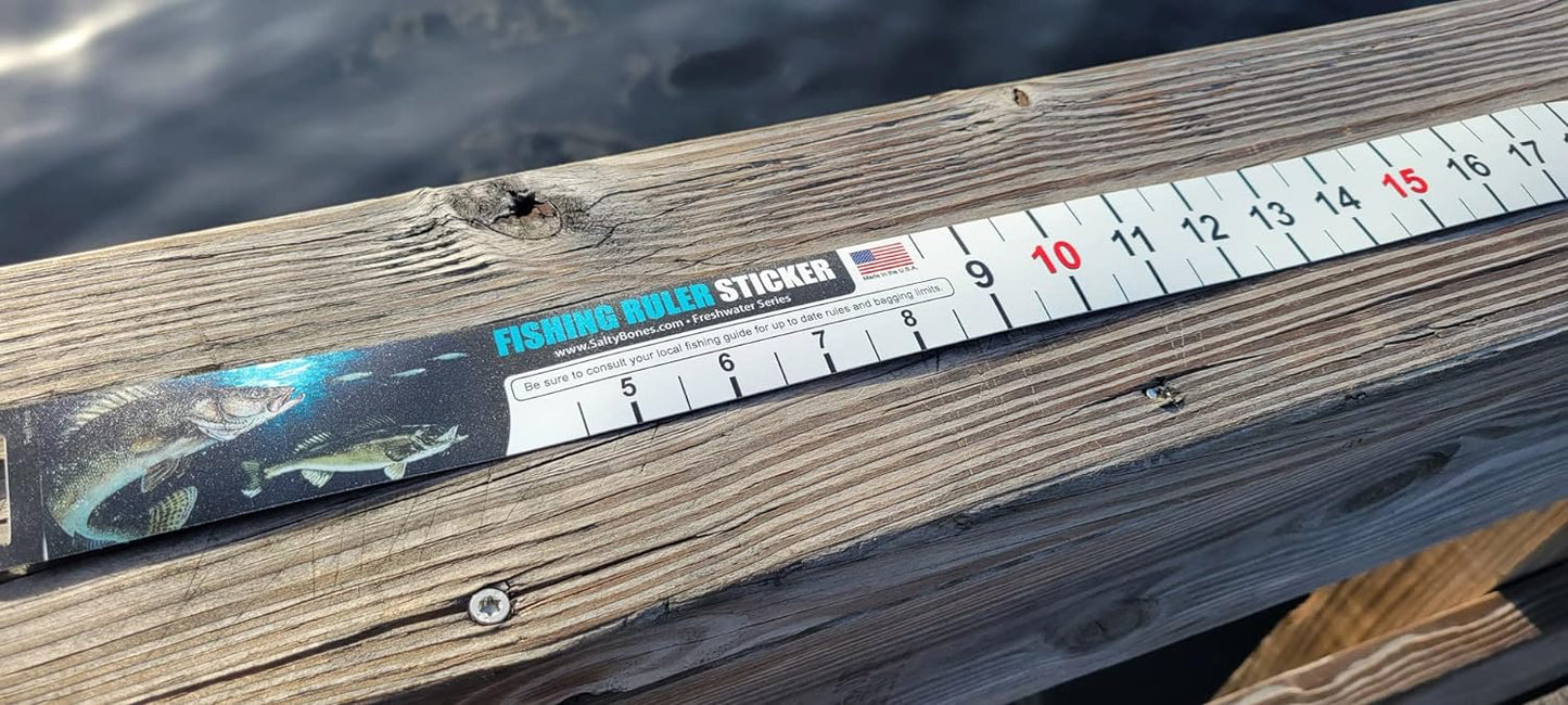 Salty Bones 36" Fishing Ruler Sticker - Walleye Edition