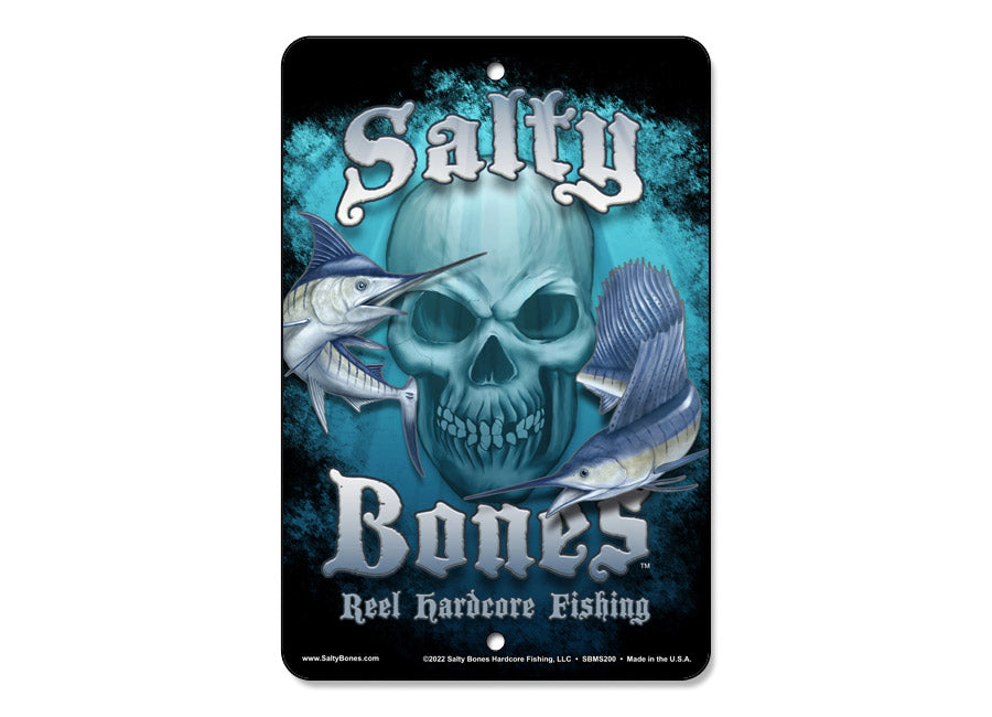 Salty Bones Skull, Marlin and Sailfish Sign