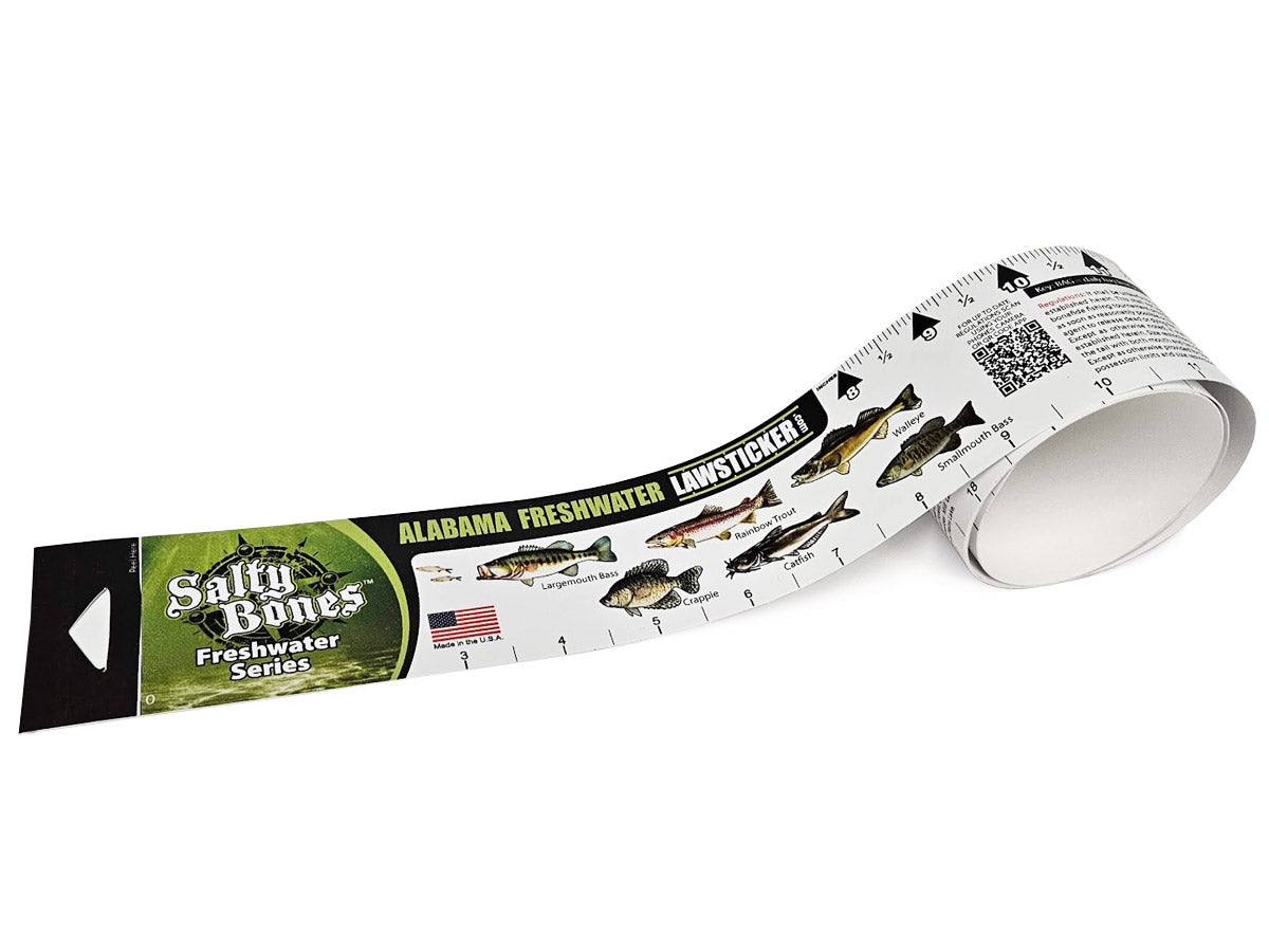 Salty Bones Alabama Freshwater Lawsticker - 36" Sticker Ruler - Newest Version