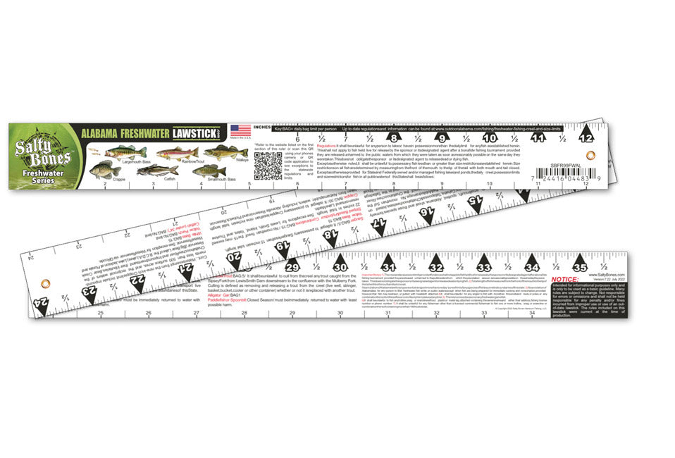 Salty Bones Alabama Freshwater Lawstick - 36" Folding Fishing Ruler