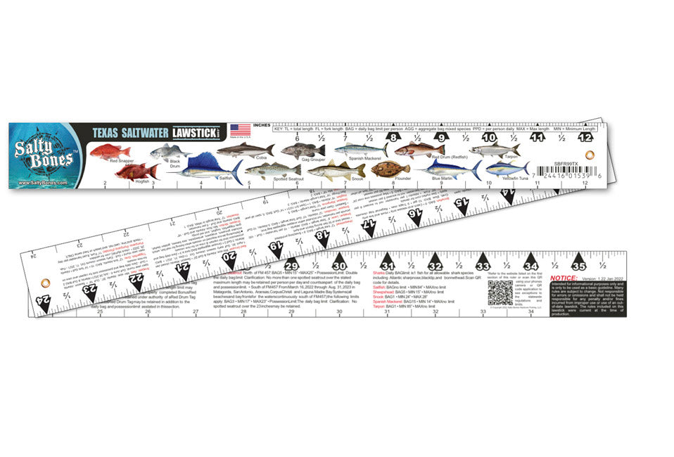 Salty Bones Texas Saltwater Lawstick - 36" Folding Fishing Ruler