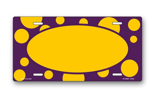 Yellow Polka Dots on Purple with Yellow Oval License Plate