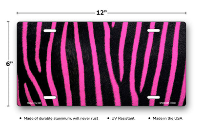 Pink and Black Zebra Stripes License Plate