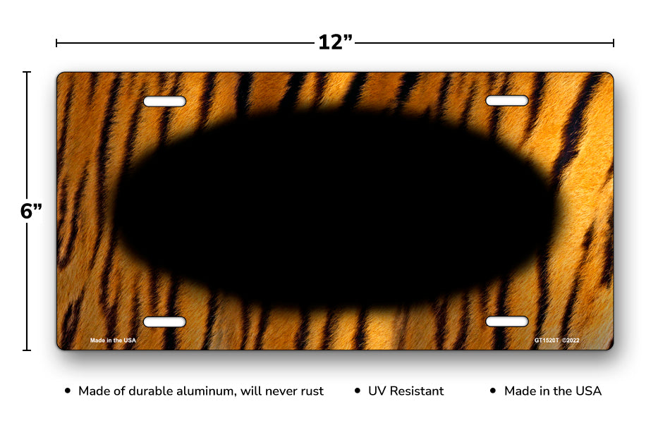 Tiger Fur with Black Oval License Plate