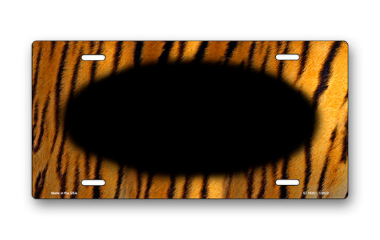 Tiger Fur with Black Oval License Plate