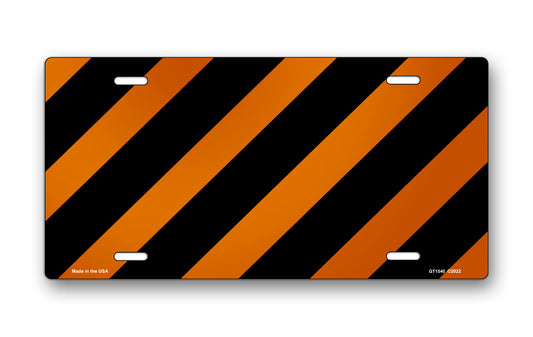 Orange and Black Construction Stripes License Plate