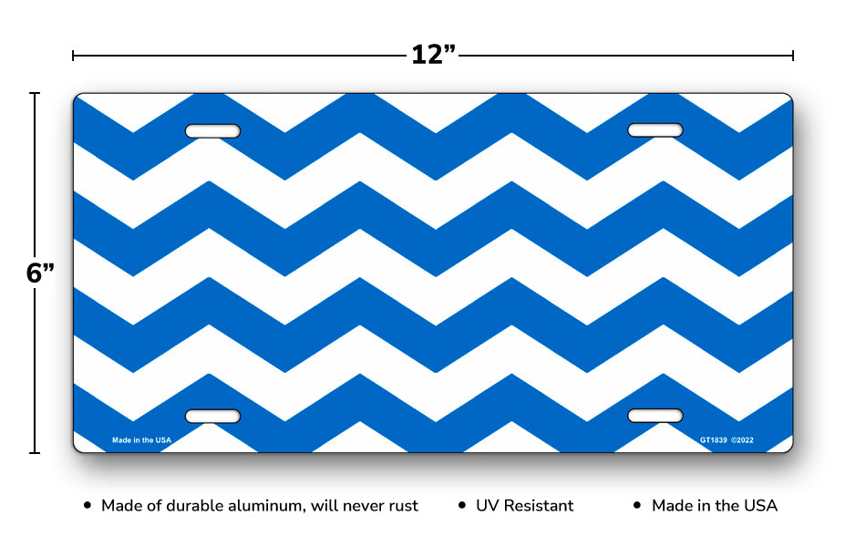 Blue Chevron License Plate