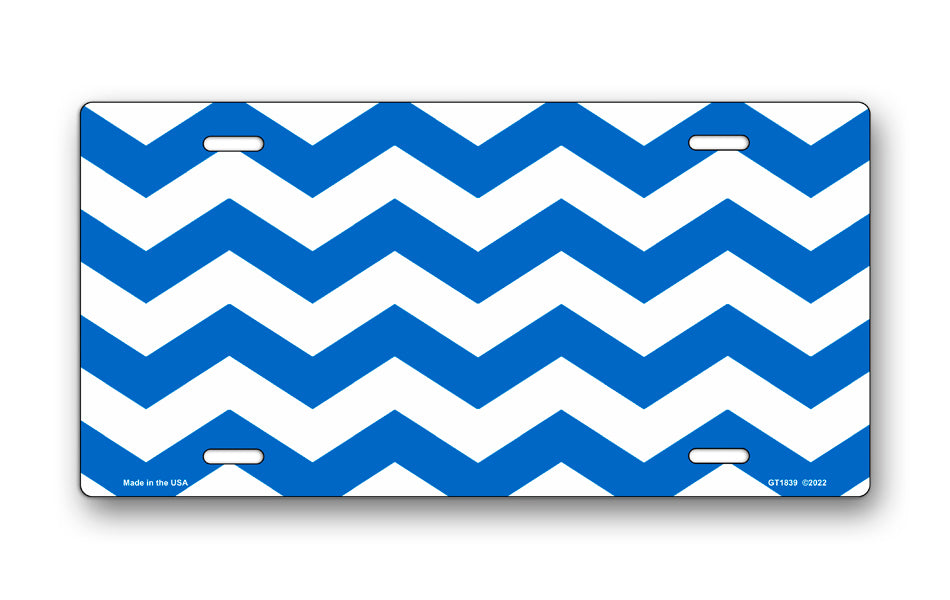 Blue Chevron License Plate