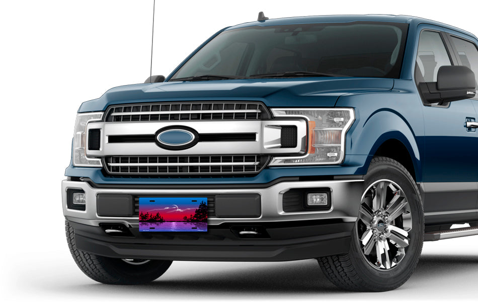 Red and Blue Lake Scenic License Plate