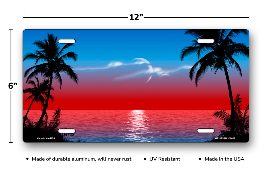Red and Blue Palms Beach Scenic License Plate