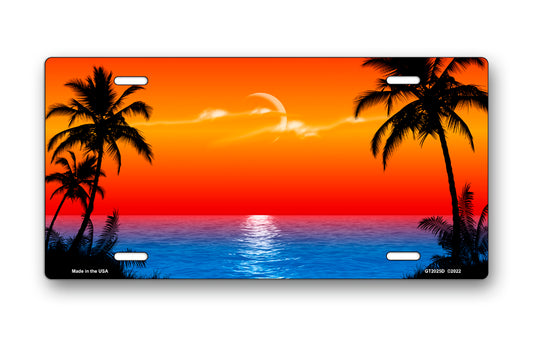 Orange and Red Palms Beach Scenic License Plate