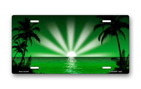 Green Palm Sunrise Scenic License Plate