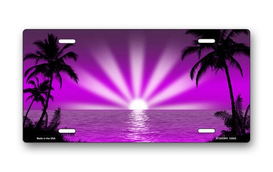 Purple Palm Sunrise Scenic License Plate