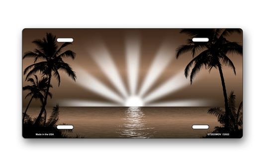 Mocha Palm Sunrise Scenic License Plate