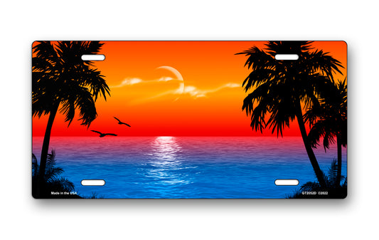 Full Color Fluffy Palms Beach Scenic License Plate