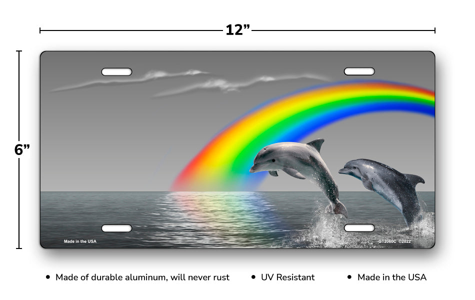 Gray Rainbow Dolphins Scenic License Plate
