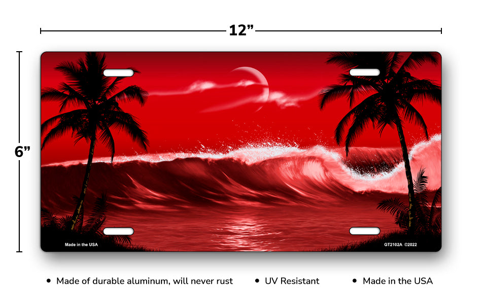Red Wave Palms Scenic License Plate