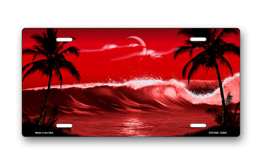 Red Wave Palms Scenic License Plate