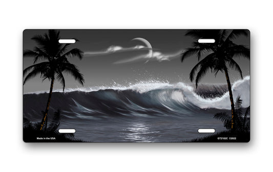 Gray Wave Palms Scenic License Plate