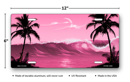Pink Wave Palms Scenic License Plate