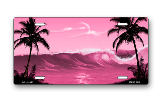Pink Wave Palms Scenic License Plate