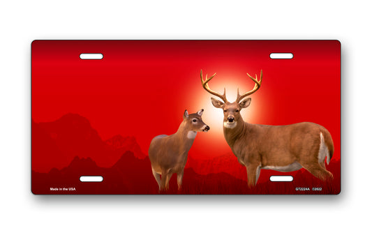 Deer on Red License Plate