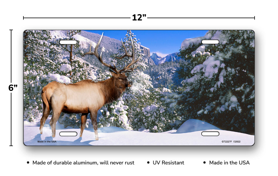 Snow Elk License Plate