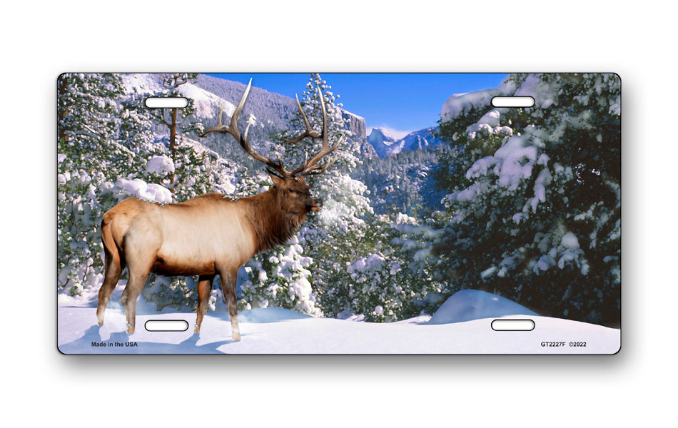 Snow Elk License Plate