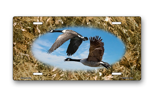 Geese on Camo License Plate