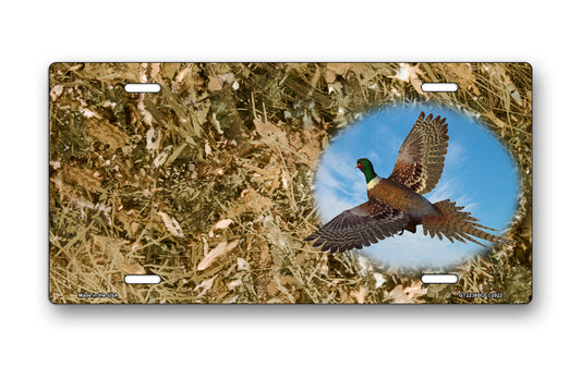 Pheasant Offset on Camo License Plate