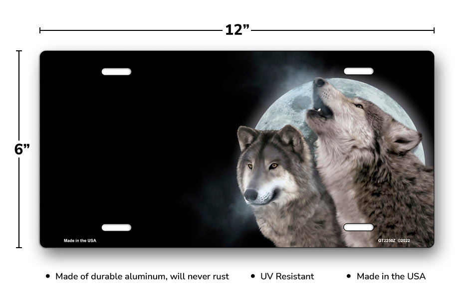 Moon Wolves Offset License Plate