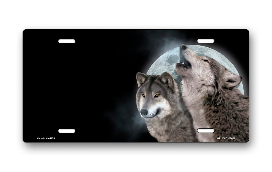 Moon Wolves Offset License Plate