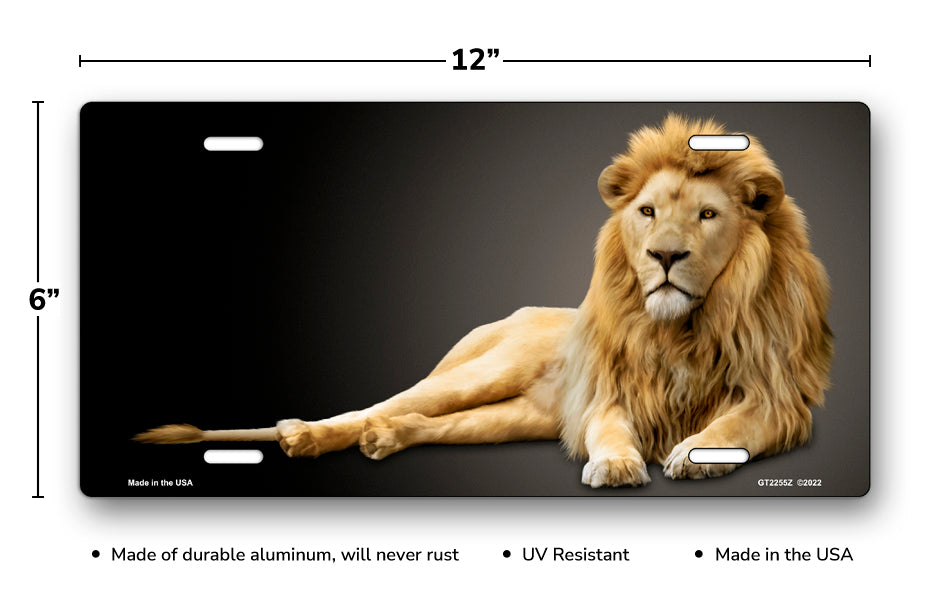 Lion on Black License Plate