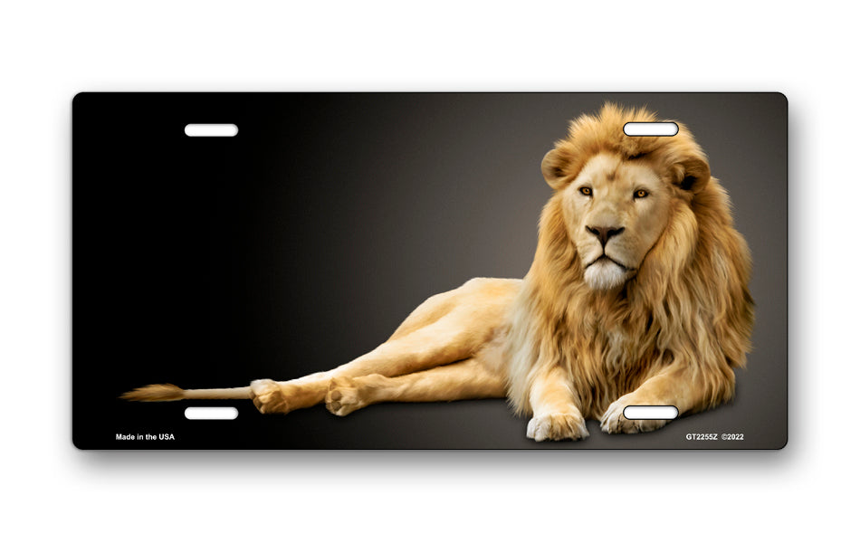 Lion on Black License Plate