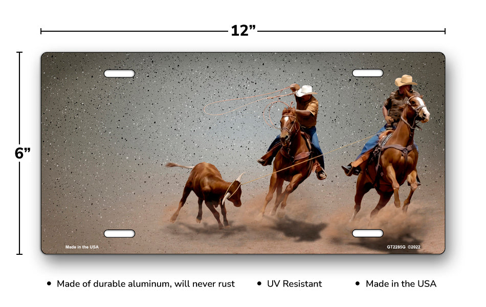 Wranglers on Gray Offset License Plate