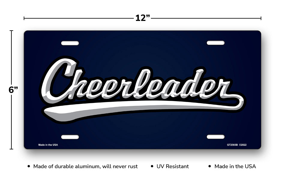 Cheerleader on Blue License Plate