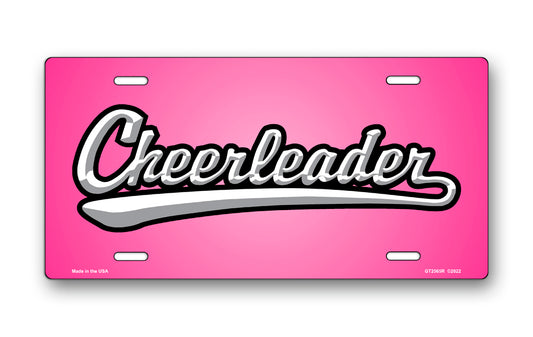 Cheerleader on Pink License Plate