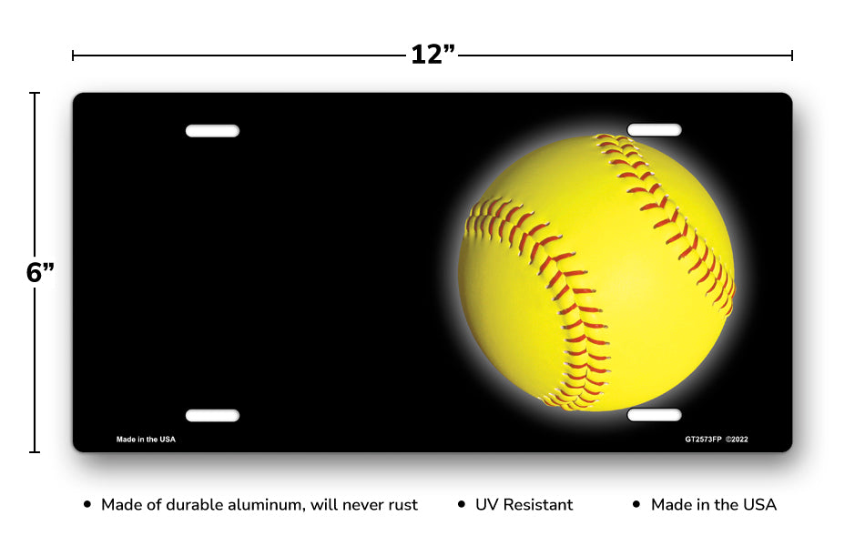 Fastpitch Softball on Black Offset License Plate