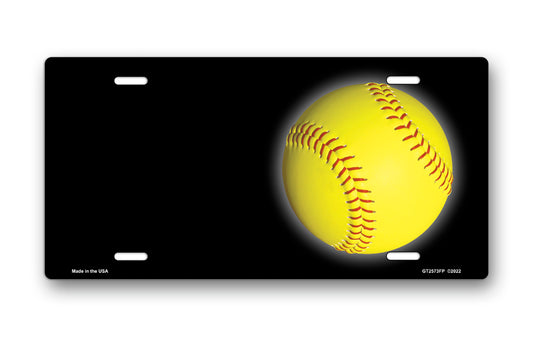Fastpitch Softball on Black Offset License Plate