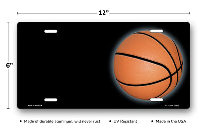 Basketball on Black Offset License Plate