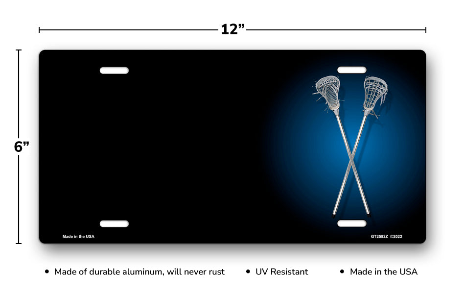 Lacrosse on Black Offset License Plate