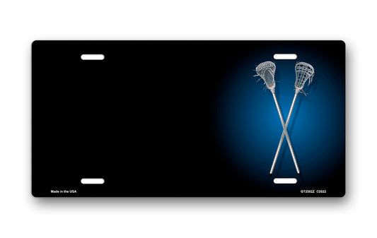 Lacrosse on Black Offset License Plate