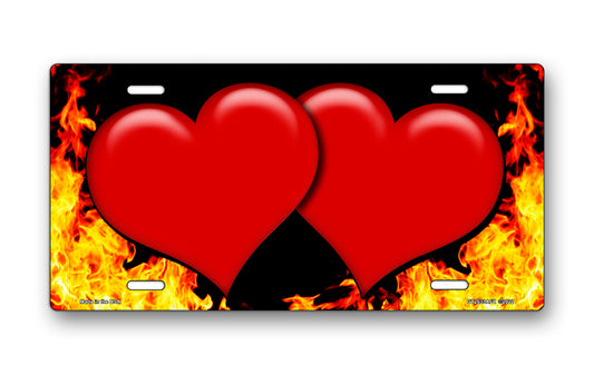 Red Hearts on Fire License Plate