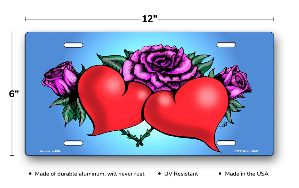 Tattoo Hearts License Plate