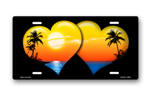 Full Color Palm Hearts on Black License Plate