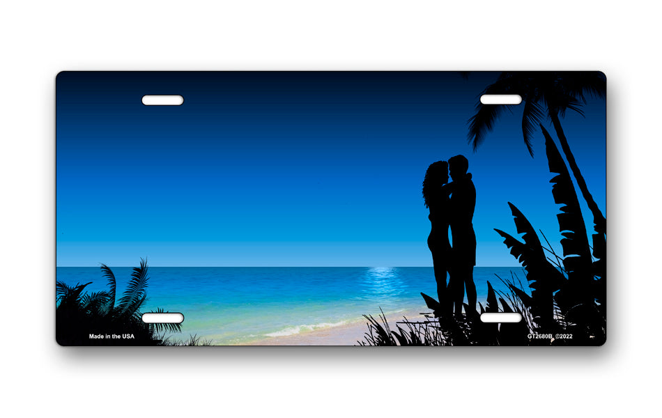 Blue Beach Lovers License Plate