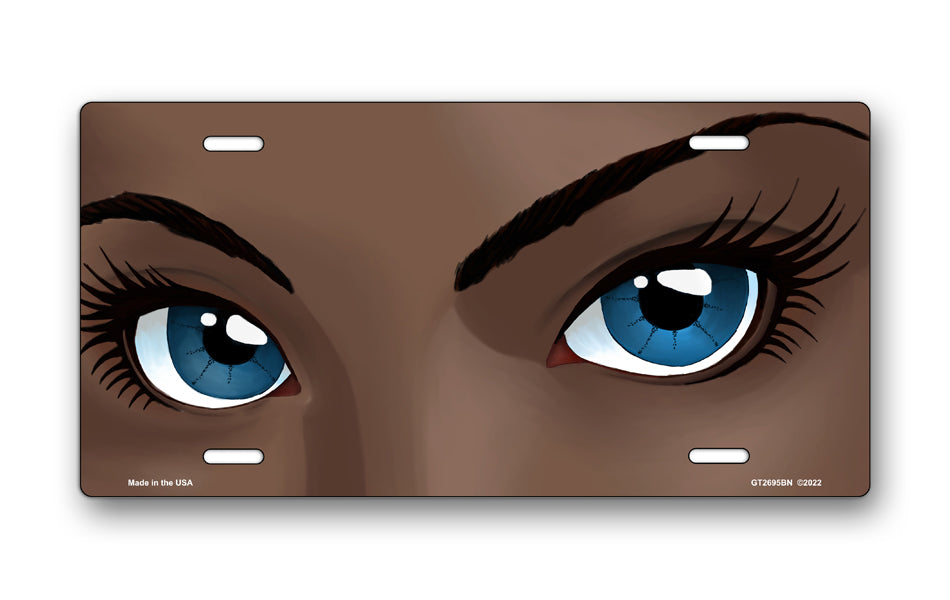 Blue Eyes Dark Skin License Plate